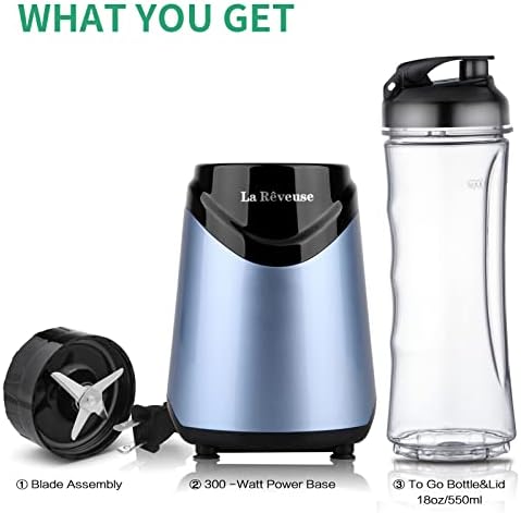 La Reveuse Smoothies Blender Personal Size 300 Watts with 18 oz BPA-free Portable Travel Sports Bottle (Light Blue) - Image 5