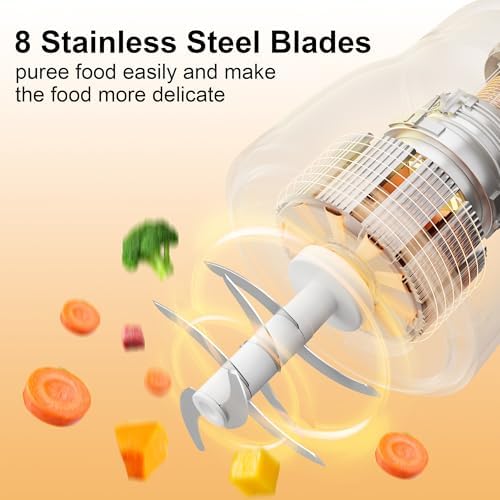 Upgraded Baby Food Maker, 10oz Food Processor with 8 Blades, Quiet Fast Blending, Food-Grade Glass Bowl, BPA-Free, Leak-Proof Sealing Design, Easy to Clean Baby Food - Image 3