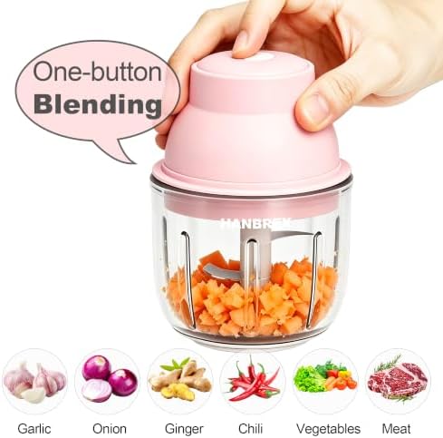 Electric Wireless Garlic Chopper, 350ml, Pink