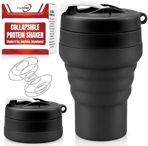 Collapsible Protein Shaker Bottle: 20 Oz Travel-Friendly Shaker Cup, Black by Unknown