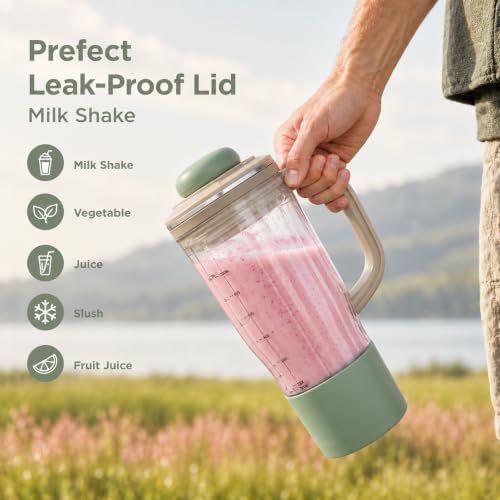 26oz Replacement Travel Tumbler and Leakproof Lid with Silicone Ring for Ninja BlendBoss Blender Jar Accessories (Stone Mint) - Image 5