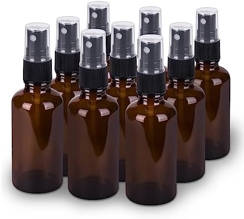 2oz Amber Glass Spray Bottles for Essential Oils, 9 Pack by hmaimas