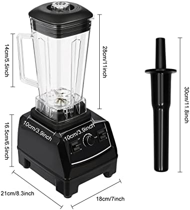 2L 2200W Professional Countertop Blender Heavy Duty Household Grade Blender Mixer with Food Grade ABS Stirring Rod for Milkshakes and Ice Cream (black)