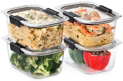 Brilliance BPA Free Airtight Food Storage Containers with Lids, Set of 4 (4.7 Cup) Ideal for Lunch, Meal Prep, and Leftovers