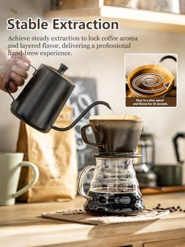 Pour Over Coffee Maker 3 Hole Cone Brewer, Ceramic Coffee Dripper
