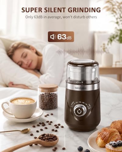 SHARDOR Electric Super Silent Blade Coffee Grinder, Timed Grind Control Rotary Knob, Adjustable Coarse to Fine for Coffee Beans, Spices & Herbs, with 2 Removable Stainless Steel Bowls, Coffee - Image 3