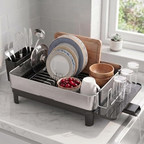 Dish Drying Rack for Kitchen Counter, 17 Inch, Stainless Steel