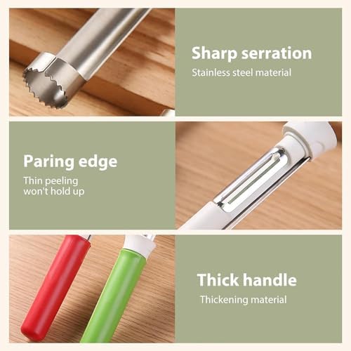2026 New Stainless Steel Red Bell Pepper Seed Corer, 2 in 1 Apple Corer and Peeler Tool, Multi-Purpose Apple Corer for Home Kitchen, Vegetable Fruit Kitchen Gadget (C-3PCS)