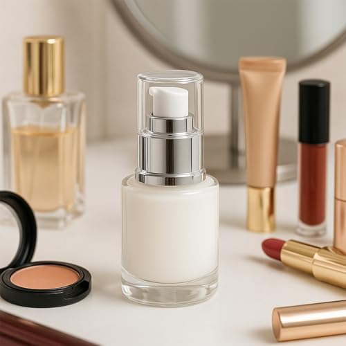 6Packs 20ml Clear Glass Lotion Pump Bottles Refillable Travel Cosmetic Containers with Silver Pump and Clear Cap Mini Empty Dispenser Jars for Serum, Essence, Toner, Skincare, Essential Oils (Silver) - Image 5