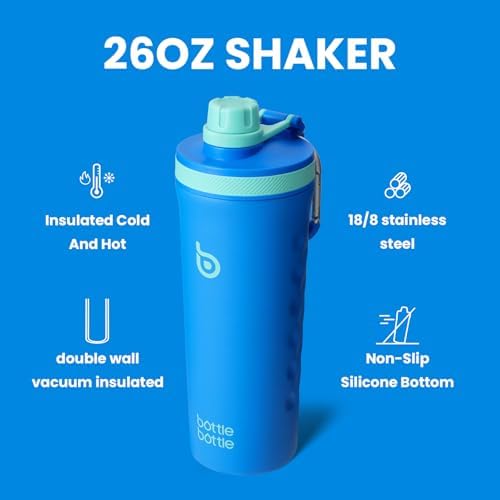 BOTTLE BOTTLE 26 oz Insulated Shaker Bottle Insulated Water Bottle for Men and Women Protein Shaker for Gym Water Cup dark blue - Image 2