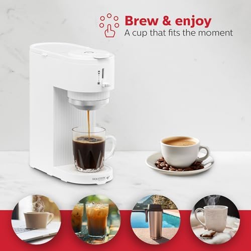 Holstein Housewares 2-in-1 Single Serve Coffee Maker, Dual Brew, Compatible with K-Cup Pods & Ground Coffee, Reusable Filter Included, Compact Drip Coffee Machine, 14oz Tank, Fits Most Cups - White - Image 7