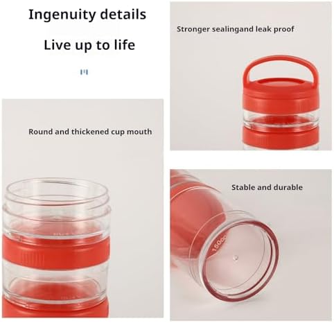 2PCS Stackable Snack Container and Protein Powder Shaker Cup, Portable Keychain with Twist Lock System, Leak-proof for School, Travel, Workout Fitness (Black, Green) Small size - Image 3