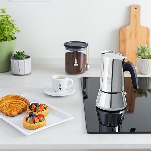 Venus Induction, Stovetop Coffee Maker, Suitable for all Types of Hobs, Stainless Steel, 4 Cups (5.7 Oz), Silver