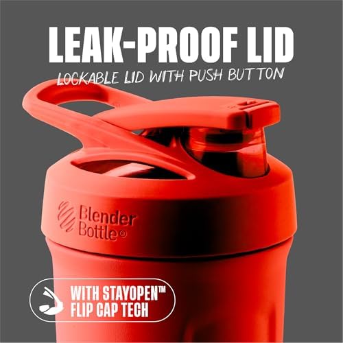 BlenderBottle Sport Flip Stainless Steel Shaker Bottle 24 oz Red - Image 2