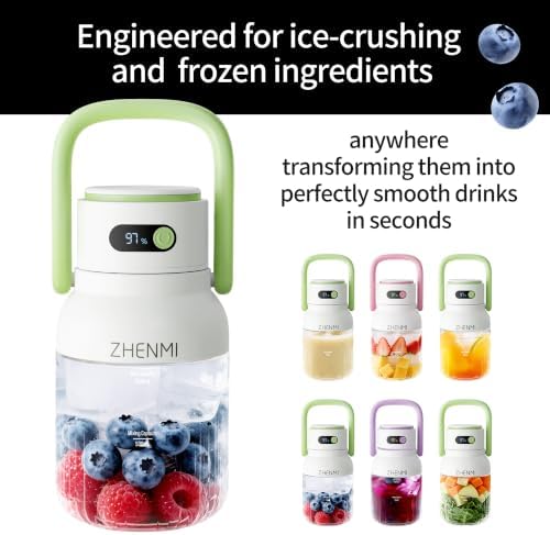 Portable Blender for Smoothies & Shakes, 34oz Rechargeable Personal Mixer with 12 Stainless Steel Blades for Ice Crushing, Cordless Travel Design, LED Display, BPA-Free, Dishwasher Safe - Image 3