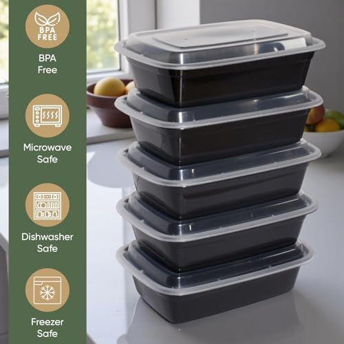 50 Pack (100 Piece) 32 oz Meal Prep Containers Reusable BPA Free Leakproof Stackable Food Storage Containers with Lids, Microwave & Dishwasher Freezer Safe To Go Bento Box Style Take Out Clear Plastic