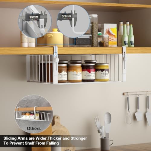 2Pack Under Shelf Basket Storage,Adjustable Hanging,White