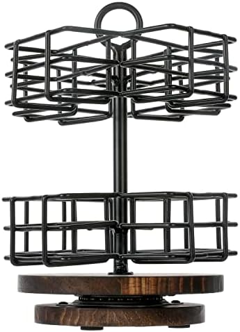 Rotating Tea Bag Holder Carousel, 8 Compartments, Wood Base