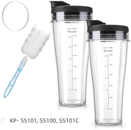 Blender Replacement Parts, Compatible For Ninja, SS101, 24 Oz.Slim Single - Serve Cups Kit With To Go Lids Fits SS100 SS300 SS400 Large-Capacity(1PC 24OZ Cup and Lid) - Image 2