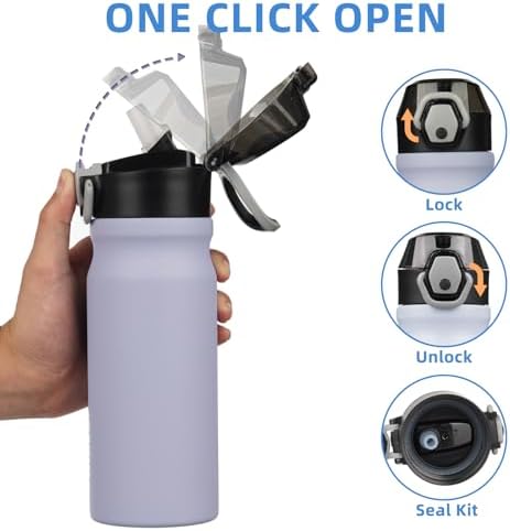 BJPKPK 18 oz Water Bottle with Straw & Handle, Insulated Stainless Flask - Image 3