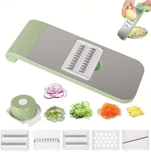 Multifunction Vegetable Cutter, Adjustable 5-in-1 Vegetables Chopper, Mandoline Slicer for Vegetables, Multi-Purpose Kitchen Gadgets Slicer Cuts Set(B) by Unknown
