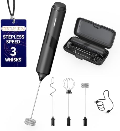 CIRCLE JOY Electric Milk Frother with Variable Speed, 3 Detachable Whisks by CIRCLEJOY