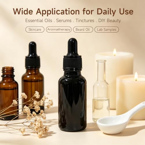 6 PCS Glass Dropper Bottles, 20ml / 0.68 fl oz, Black - Image 2