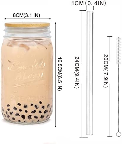 Mason Jar with Lid and Straw, 32oz Wide Mouth Cup Reusable Drinking Glasses Tumbler Smoothie Water Bottles for Iced Coffee Margaritas Ice Cream Juice Cocktail Christmas Gifts