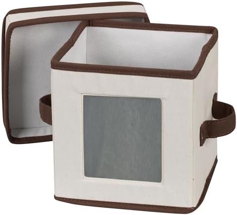 Saucer Storage Box, Holds 12 Saucers with Felt Protectors, Windowed Panel, 2 Riveted Handles, Foldable and Stackable Box