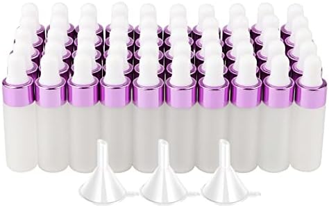 Kesell 50 Pack 5ml Frosted Glass Dropper Bottles for Essential Oils by Kesell
