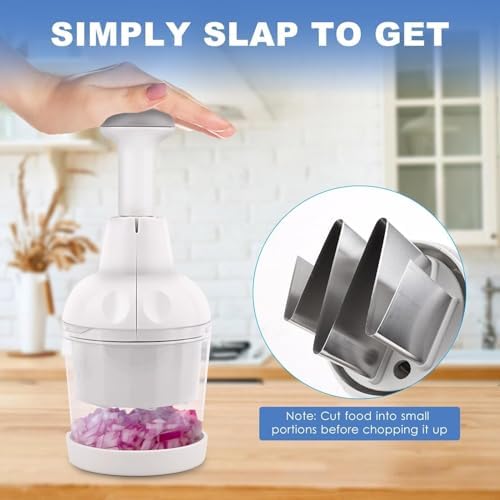 Pamperεd Chef Food Chopper, Vegetable Chopper, Onion Chopper, Garlic Chopper, Manual Hand Chopper For Vegetables Salads Onion Ginger Carrot Garlic Fruit Nuts, Dishwasher-safe, White, Easy to Clean - Image 3