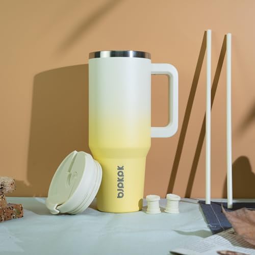 30 oz Insulated Tumbler with Handle & Straw, Stainless Steel
