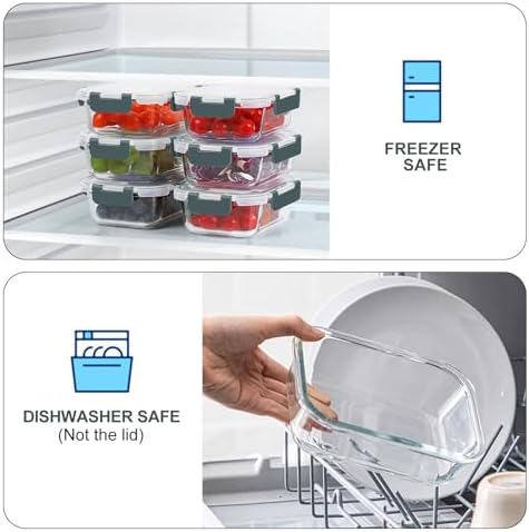 10 Packs 22 oz Glass Meal Prep Containers, Gray