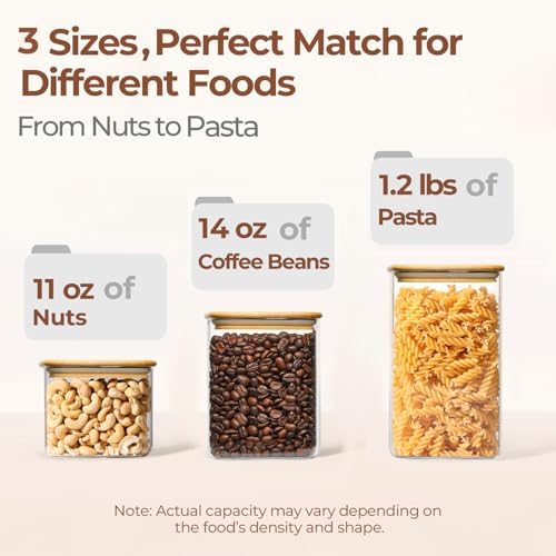 Glass Pantry Storage Containers (0.7qt/1.2qt/1.6qt) Set of 6 Jars