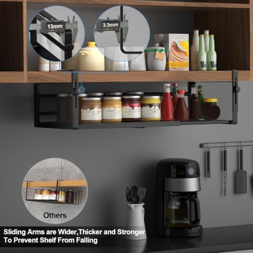 2Pack Expandable Under Shelf Storage Basket Organizer,Black