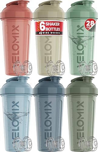 VELOMIX 6 Pack 28oz Protein Shaker Bottle for Protein Mixes, Muted Pastel by VELOMIX