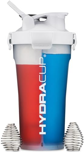 DualShaker Pro 32 oz Shaker Bottle for Protein Shakes, Shaker Cup w/Handle & Ball Blender Whisks, Dual Mixing Shaker Bottle with Storage, 2 in 1, for Travel To Go, BPA Free (White)