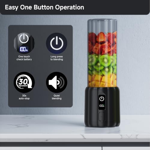 COKUNST Portable Blender, Small Smoothie Blender with LED Display, Black - Image 3