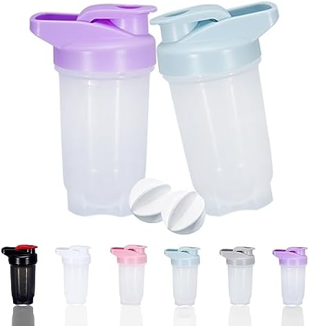 Shaker Bottle Protein Shakes Cup and 10-Ounce/300ML Shaker-Bottle with Whisk Balls, Protein Shaker- Bottles Set, Non-BPA plastic(Bule+Purple(2PCS)) by GAISHION