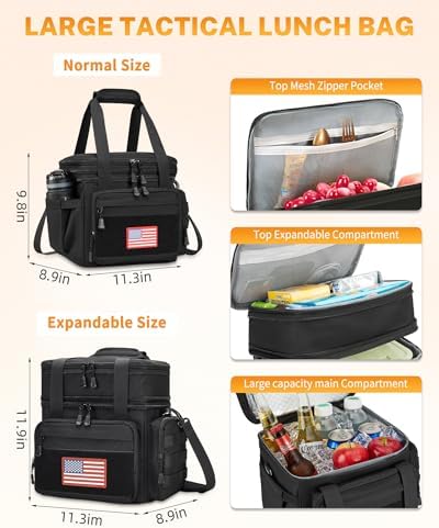 Tactical Lunch Box for Men - Large Lunch Bag Double Deck