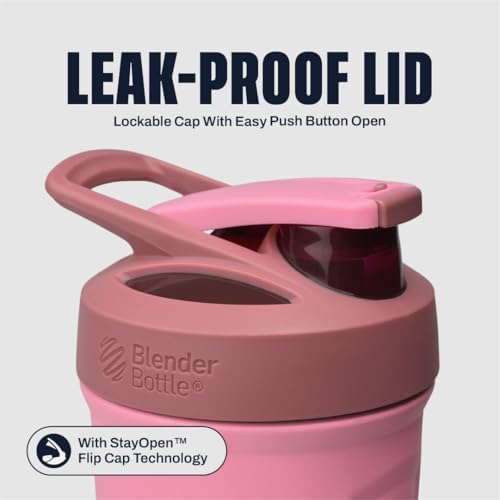 BlenderBottle Sport Flip Stainless Steel Shaker Bottle 24 oz Pink - Image 2
