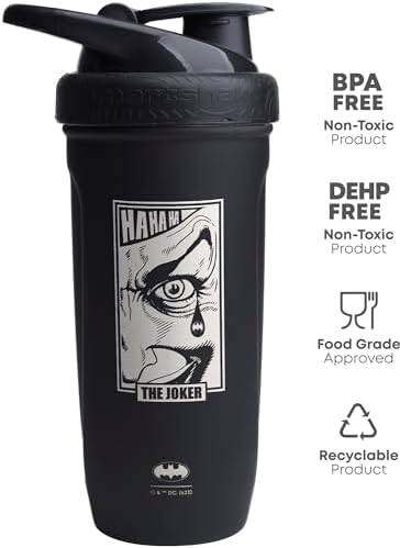 Smartshake DC COMICS Reforce Stainless Steel Protein Shaker Bottle 900 ml | 30 oz - Leakproof Screw-on Lid - BPA Free – Unisex - Non Insulated - The Joker Logo - Image 6