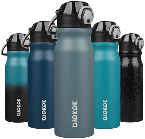 BJPKPK 25 oz Insulated Water Bottle, Straw, Handle, Stainless Steel Flask by BJPKPK