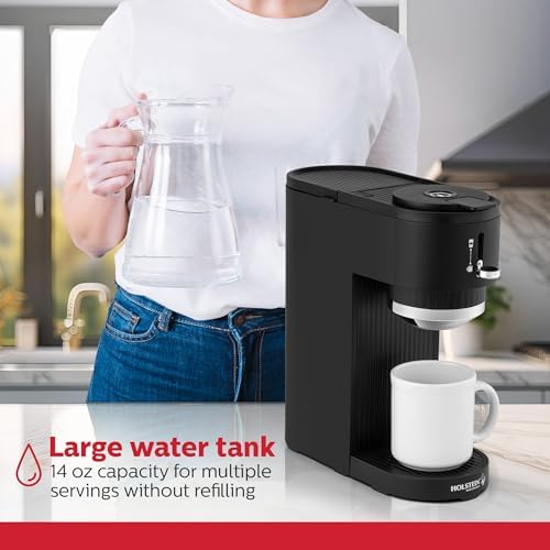 Holstein Housewares 2-in-1 Single Serve Coffee Maker, Dual Brew, Compatible with K-Cup Pods & Ground Coffee, Reusable Filter Included, Compact Drip Coffee Machine, 14oz Tank, Fits Most Cups - Black - Image 5