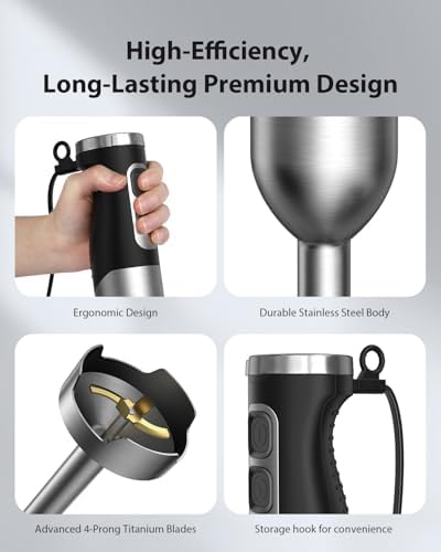 1000W Powerful Immersion Blender Handheld, 2026 New Update Hand Blender with 25-Speed and Heavy-Duty Copper Motor (Silver) - Image 7