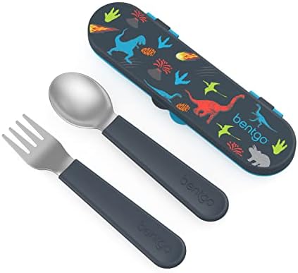 Kids Stainless Steel Utensil Set with Fork, Spoon, & Storage Case
