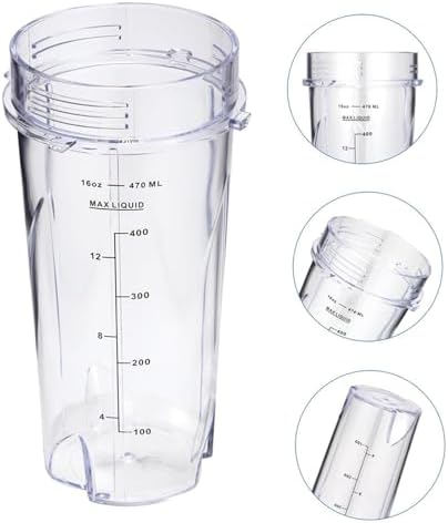2 Pack 16Oz Clear Compact Single Serve Blender Cups With Lids Replacement Parts | Compatible With Ninja QB3001SS Compact Personal Blenders - Image 3