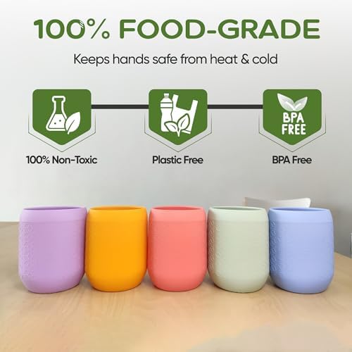 Mason Jar Silicone Sleeve, Regular Mouth 16oz, Spring Summer 5pk