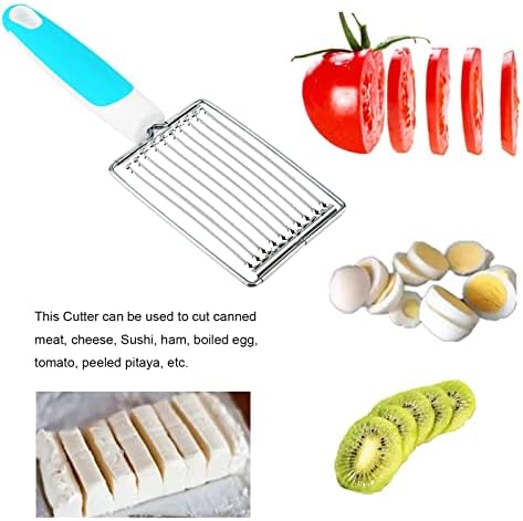 Luncheon Meat Cutter, Cheese & Potato Slicer, Stainless Cutter with Handle for Egg Ham Fruit Tomato, Cutting Evenly Thick, Food Cutting Tool for Kitchen (Blue) - Image 3