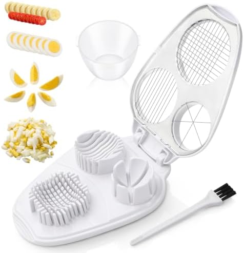 3-in-1 Hard Boiled Egg Slicer with Cleaning Brush, Dishwasher Safe by Unknown